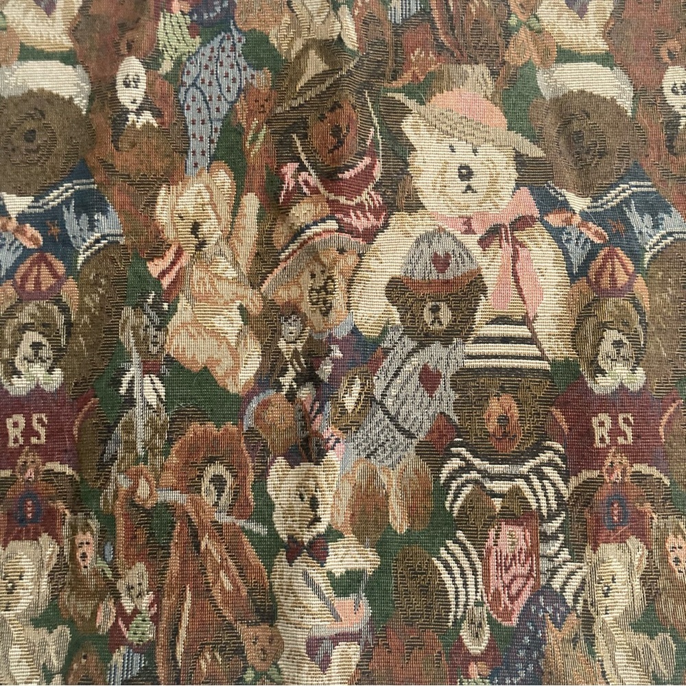 Vintage fabric bear upholstery tapestry woven lot 2 remnants pillows cushions